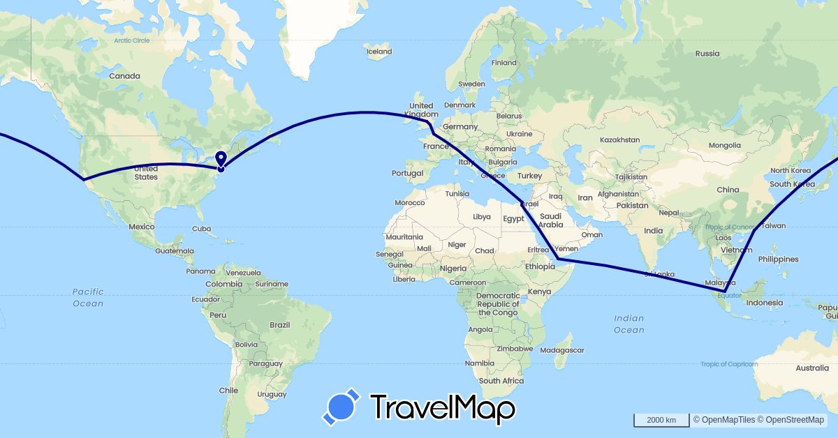 TravelMap itinerary: driving in China, Egypt, France, United Kingdom, Italy, Sri Lanka, Singapore, United States, Yemen (Africa, Asia, Europe, North America)